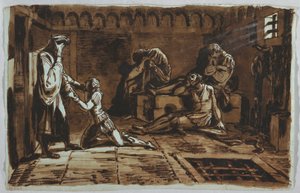 Dibujo, Muerte del conde Ugolino y de sus hijos, 1815-1823 de Unknown artistUnknown artist