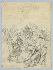 Dibujo, Muerte de la Virgen, siglos XVII-XIX de Unknown artistUnknown artist