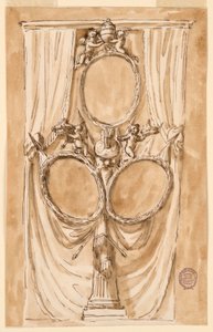Dibujo, Decoración para retrato del Papa Pío VI y pareja real, ca. 1790 de Unknown artistUnknown artist