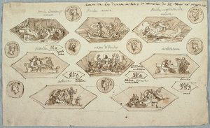 Dibujo, Decoración para el techo de un dormitorio en Villa Aldini, Montmorency, 1813 de Unknown artistUnknown artist
