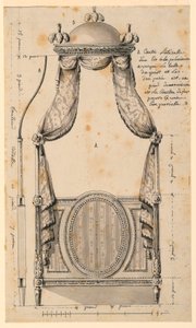 Dibujo, Diseño para una cama de estilo polaco, 1780