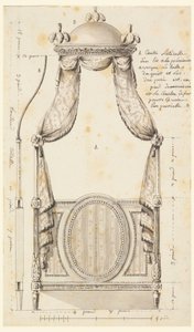 Dibujo, Diseño para una cama de estilo polaco, 1780 de Unknown artistUnknown artist
