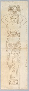 Dibujo, Diseño para una cariátide, siglo XVIII de Unknown artistUnknown artist