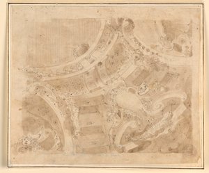 Dibujo, Diseño para un techo, 1700-1750 de Unknown artistUnknown artist