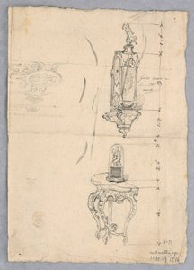 Dibujo, Diseño para un reloj y una consola, Siglo XVIII-XIX de Unknown artistUnknown artist