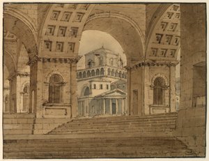 Dibujo, escenografía, vista de la ciudad desde el palacio, principios del siglo XIX de Unknown artistUnknown artist