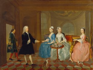 Una familia a la que sirven té, posiblemente la familia Carter de Unknown artist