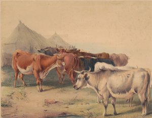 Un rebaño de ganado de Unknown artist
