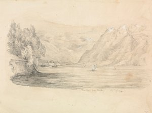 Un lago rodeado de montañas de Unknown artist