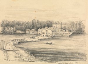 Una gran granja en un lago