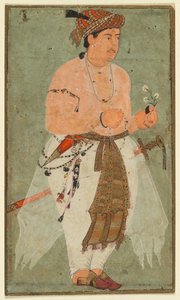 Un príncipe mogol, quizás Danyal, sosteniendo una ramita de flores de Unknown artist