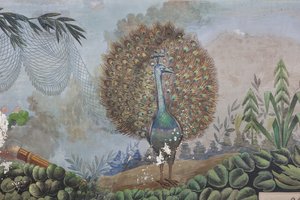 Un pavo real, detalle de 3743687 (fresco) de Unknown artist