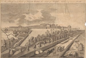 Vista en perspectiva de Prior Park, la sede de Ralph Allen Esq. cerca de Bath de Unknown artist
