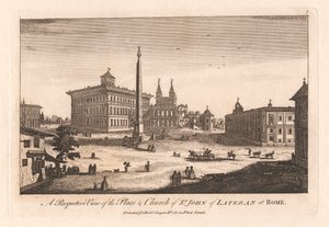Perspectiva de la plaza e iglesia de San Juan de Letrán en Roma
