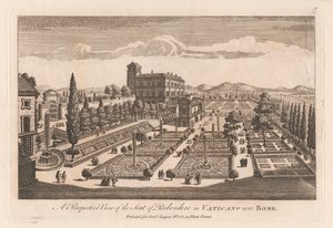 Vista en perspectiva de la sede de Belevedere en el Vaticano, cerca de Roma de Unknown artist
