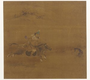 Un jinete tártaro cazando una liebre de Unknown artist