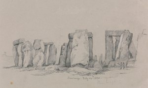Vista de Stonehenge con dos figuras en primer plano de Unknown artist