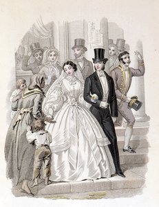 Una boda burguesa, grabado de 1860. de Unknown artist