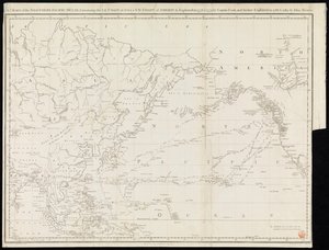 Carta del Océano Pacífico Norte que contiene la costa NE de Asia y la costa NO de América exploradas en 1778 y 1779 por el Capitán Cook y exploradas más lejos en 1788 y 1789 por John Meares (impresión) de Unknown artist