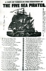 Una copia de versos sobre la ejecución de los cinco piratas del mar, c.1864 de Unknown artist