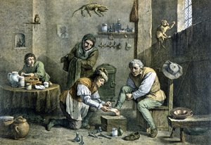 Un médico rural cuidando a uno de sus pacientes de Unknown artist