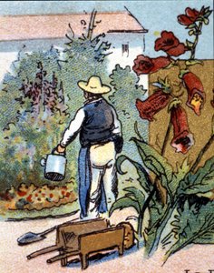 Un jardinero, cromolitografía