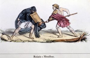 Una pelea de gladiadores de Unknown artist