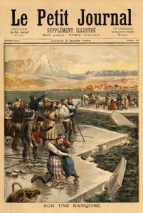 Un enorme bloque de hielo se desprende del continente en Helsingfors (sur del Golfo de Finlandia), llevando a más de 500 personas y 20 caballos al mar abierto. Grabado en "Le petit journal" 5/03/1894. Colección de Selva. de Unknown artist