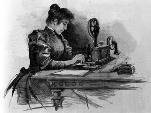 Un operador de telégrafo inventado por el inventor estadounidense Samuel Finley Breese Morse. Grabado del siglo XIX de Unknown artist