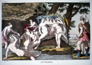 Acteón transformado en ciervo - en Dizionario mitologico