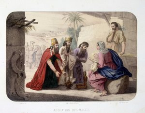 Adoración de los Reyes Magos (ofrenda a Cristo, la Virgen María y José)