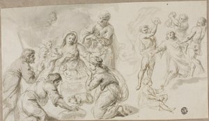Adoración de los pastores; Lapidación de San Esteban de Unknown artist