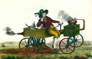 Agricultura: escena de arado con una máquina de vapor en 1834. Grabado anónimo de 1834. Colección privada de Unknown artist