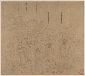 Álbum de temas taoístas y budistas: Procesión de deidades taoístas: Hoja 22