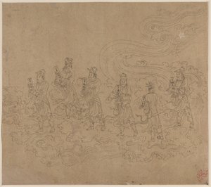 Álbum de temas taoístas y budistas: Procesión de las deidades taoístas: Hoja 23 de Unknown artist
