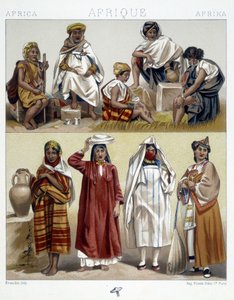 Argelia y Túnez, trajes populares - en "Le costume historique" por Racinet de Unknown artist