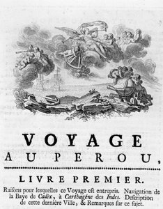 Alegoría del “Viaje a Perú”. Ilustración en “Viaje Histórico de América Meridional realizado por Orden del Rey de España”, por Don Jorge Juan y Don Antonio de Ulloa, Librería del Rey, París de Unknown artist
