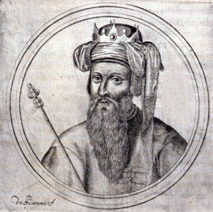 Amadeo VIII (1383-1451), Conde y luego Duque de Saboya, último antipapa bajo el nombre de Félix V. Grabado en "Historia Genealógica de la Casa Real de Saboya" por Samuel Guichenou, Lyon 1660 de Unknown artist