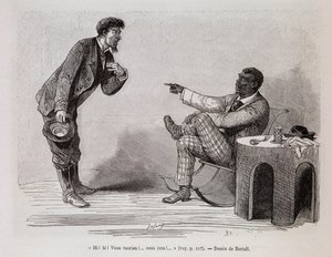Negro americano burlándose de un blanco borracho - en "Le tour du monde", 2º semestre 1876 de Unknown artist