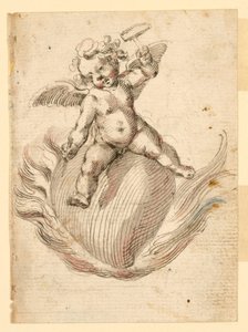 Un ángel martillando un cincel en una bestia ardiente de Unknown artist