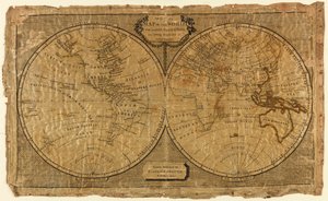 Mapa esquemático del mundo para bordado de damas y jóvenes estudiantes de geografía