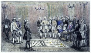 Una logia de aprendices en París, circa 1740: esta escena representa la recepción de un 