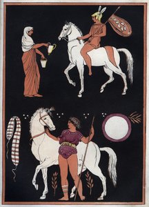 Grecia antigua - Forma de montar un caballo - grabado de “Usi e Costumi di Tutti i Popoli dell