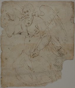 Ángel anunciador (anverso); bocetos de figura sentada, y parte superior y mano derecha del ángel anunciador (reverso). de Unknown artist