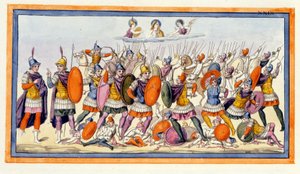 Atenea y Hera apoyan a los troyanos en su lucha contra los griegos. L