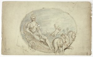 Aurora en su carro (anverso); tres bustos masculinos (reverso)