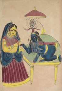 Baby Krishna Asking for Butter from Yashoda de Unknown artist