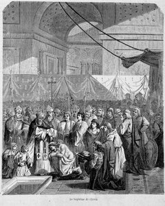Bautismo de Clovis por Anastase II en la Catedral de Reims el 25 de diciembre de 498 - en 