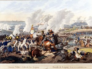 Batalla de Leipzig (batalla de las naciones), 16-19 de octubre de 1813 (grabado)