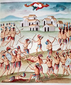 Escena de batalla, emboscadas en Acolman, México (acuarela, ca. 1770-1780) de Unknown artist